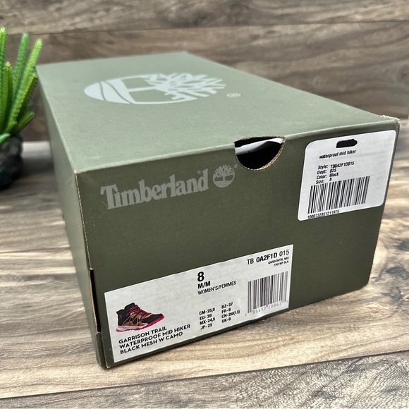 NIB Timberland Garrison Trail Waterproof Mid Hiker Hiking Black Mesh Camo - Picture 15 of 16